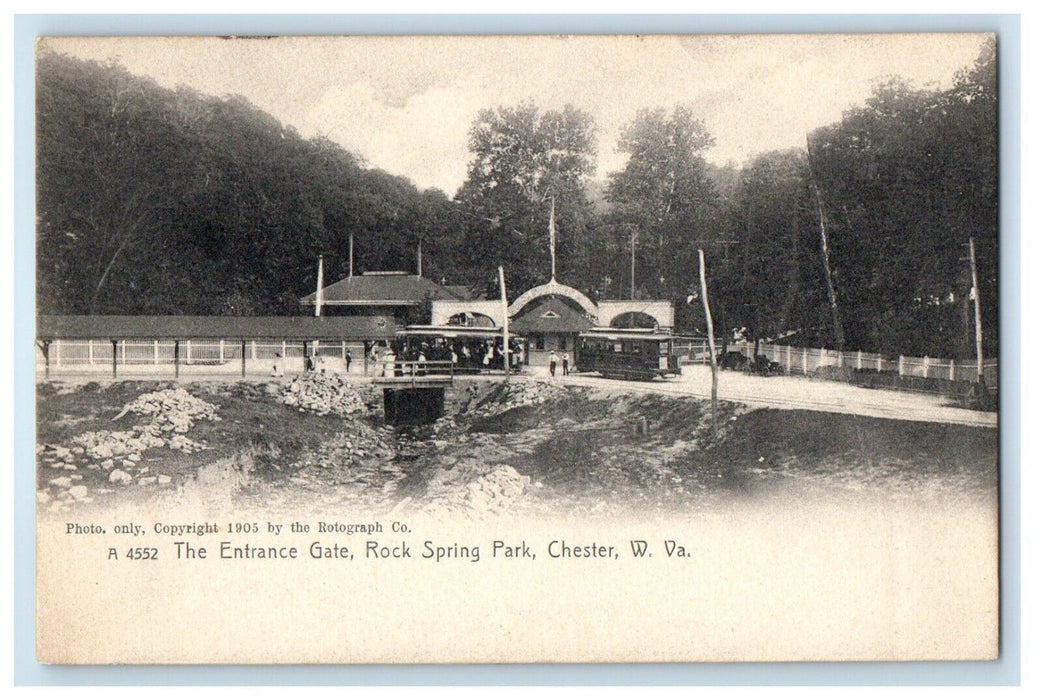 The Entrance Gate Rock Spring Park Chester West Virginia WV Rotograph Postcard