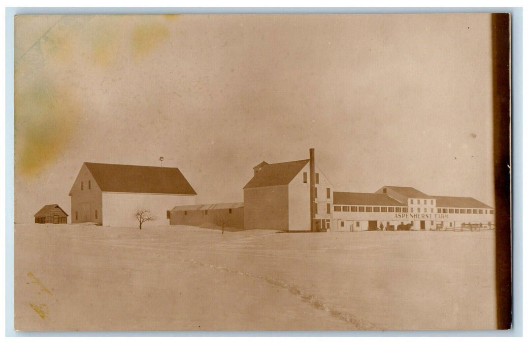 c1930's Aspenherst Farm Snow Horse South Windham Maine ME RPPC Photo Postcard