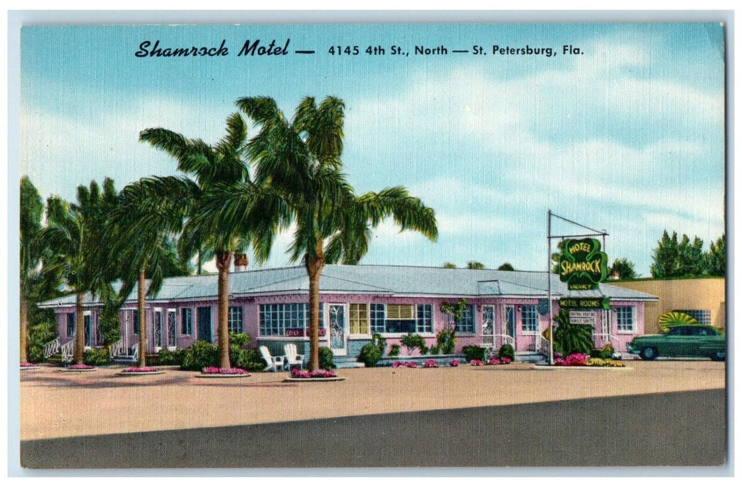 c1960's Shamrock Motel St. Petersburg Florida FL Marcey Sales Co. Postcard