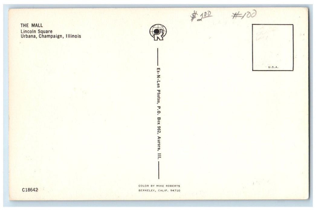 c1970s The Mall, Lincoln Square, Urbana, Champaign, Illinois IL Postcard