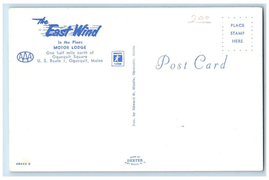c1970s In The Pines Motor Lodge, The East Wind, Ogunquit Maine ME Postcard