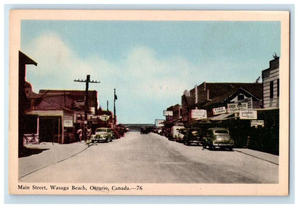 c1950s Main Street Wasaga Beach Ontario Canada Vintage Unposted Postcard