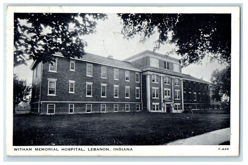 1947 Witham Memorial Hospital Building Lebanon Indiana IN Antique Postcard