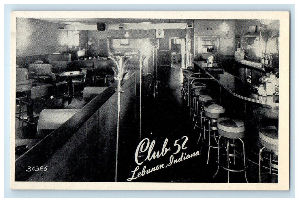 c1930's Club 52 Dining Room Interior Lebanon Indiana IN Antique Postcard