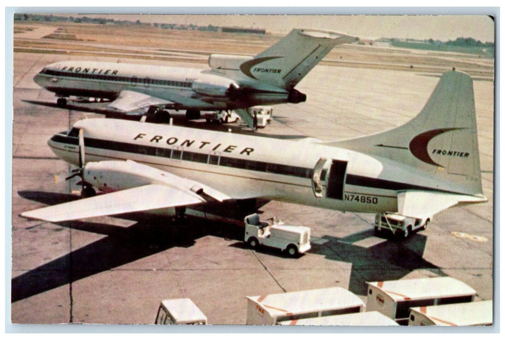 1968 Airline In Transition, Frontier Airlines Convair Dart 600 Airplane Postcard