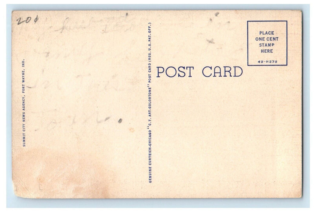 c1930's Calhoun Street Fort Wayne's Main Business Thorofare At Night IN Postcard