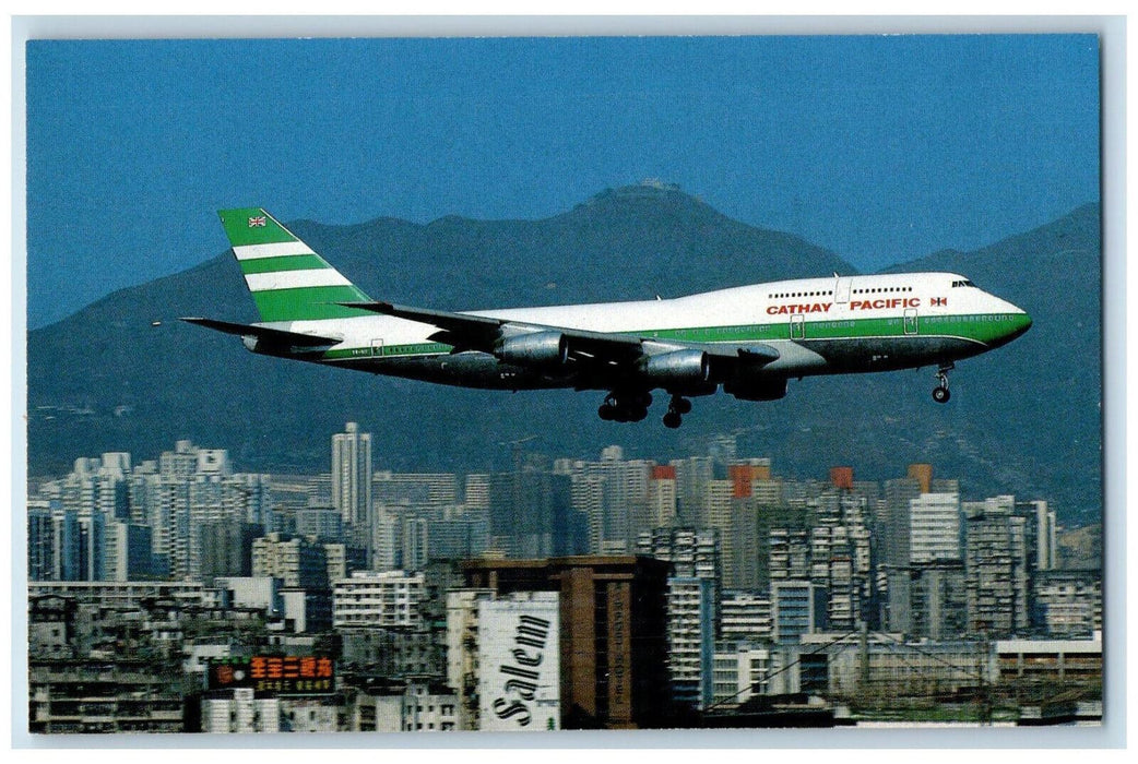 1990 Boeing 747-367 VR-HII c/n 23221/615 Cathay Pacific Airplane Postcard