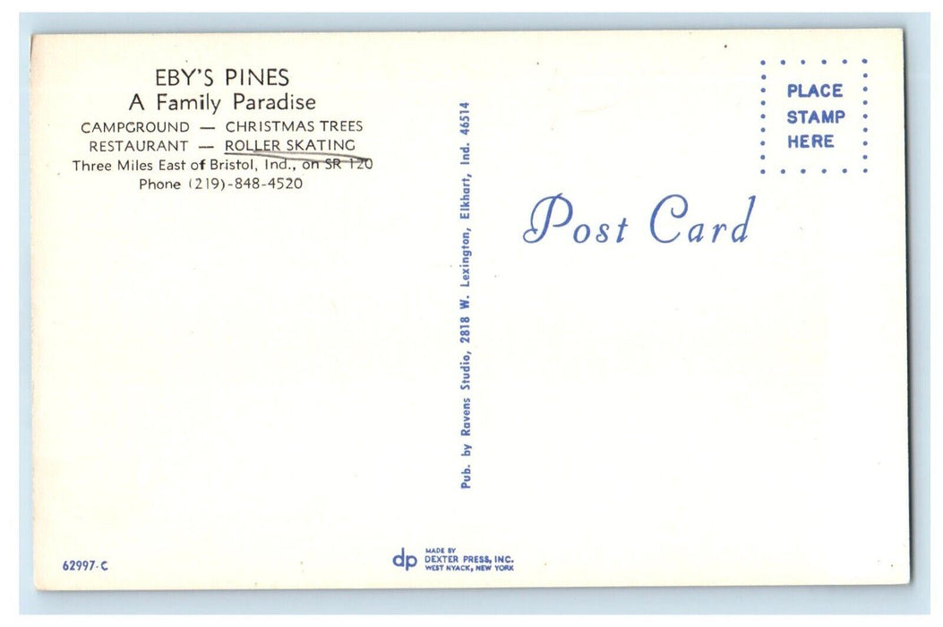 Eby's Pine Roller Skating Restaurant Cars Bristol Indiana IN Vintage Postcard