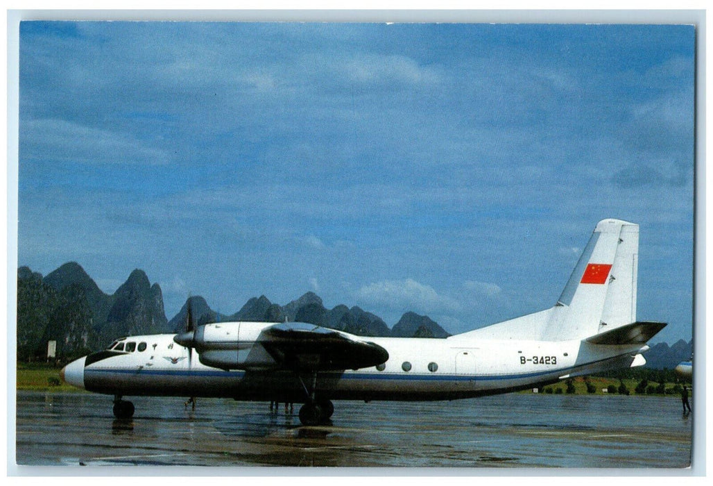 c1960's Antonov 24 B-3423 of CAAC at Guilin(8/86) Airplane Unposted Postcard