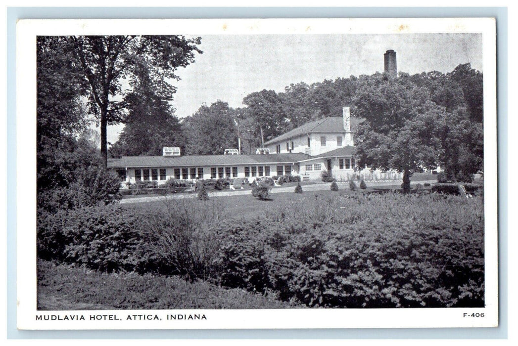 c1930's View Of Mudlavia Hotel Attica Indiana IN Unposted Vintage Postcard