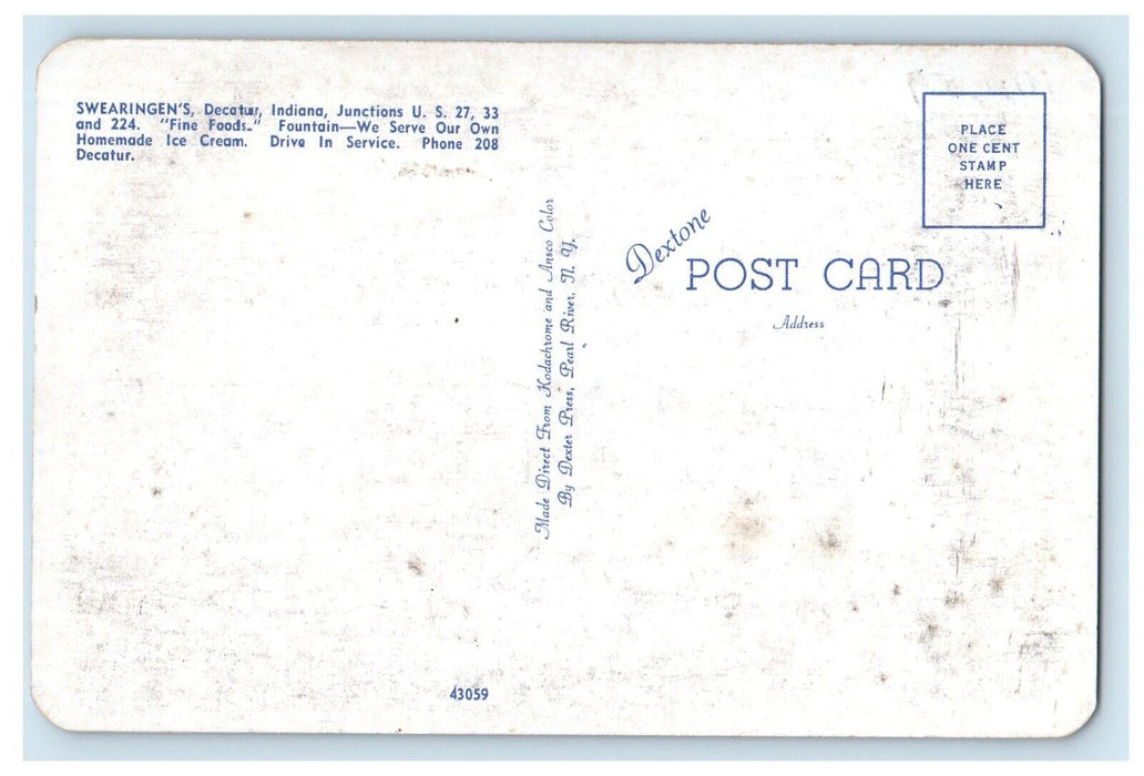 Swearingen's Junction Car Roadside Decatur Indiana IN Unposted Vintage Postcard