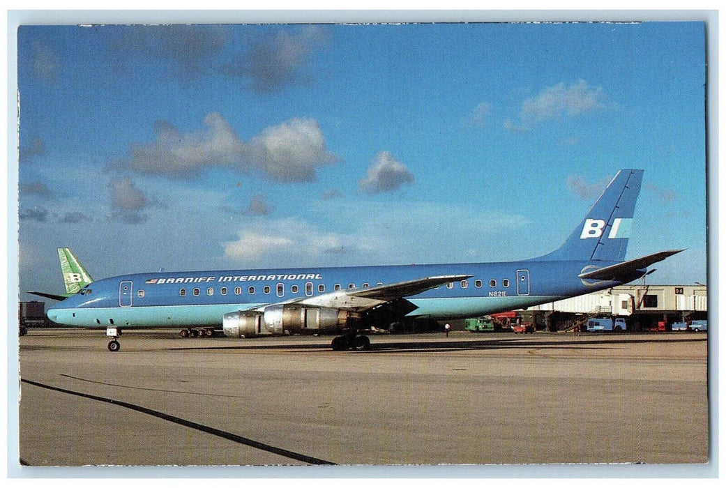 c1970's Braniff International McDonnell Douglas DC-8-51 Airplane Postcard