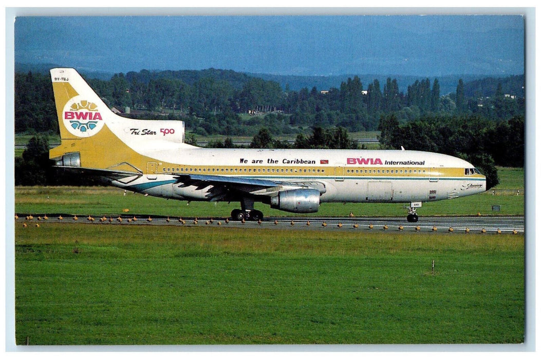 1990 9Y-TGJ c/n 193G-1179 BWIA International at Zurich Airplane Postcard