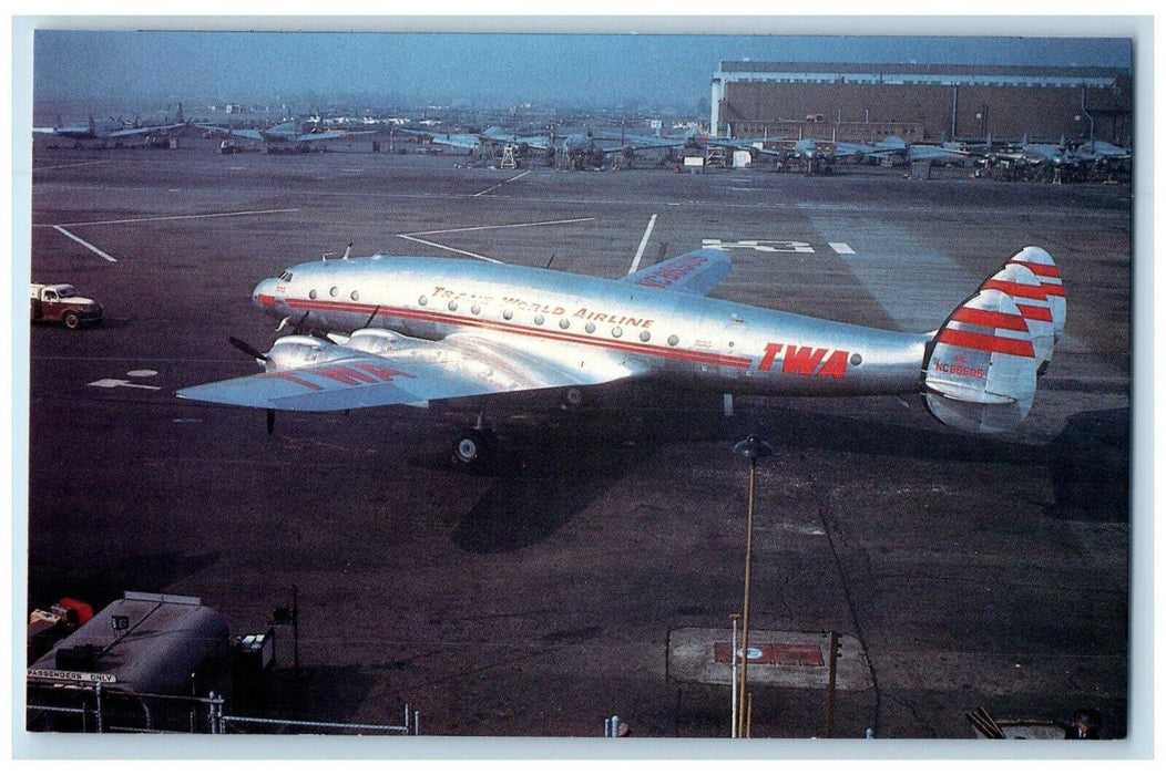 c1950's TWA-Trans World Airlines L-1049 Constellation N86505 Airplane Postcard