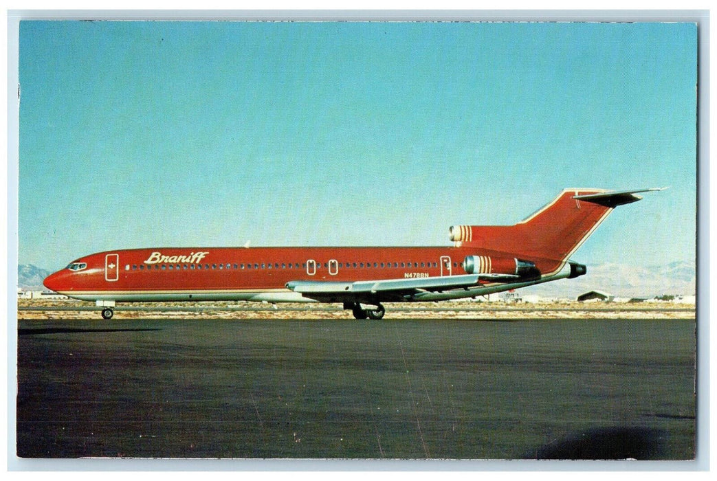 1981 Braniff International Boeing 727-227 Las Vegas NV Airplane Postcard