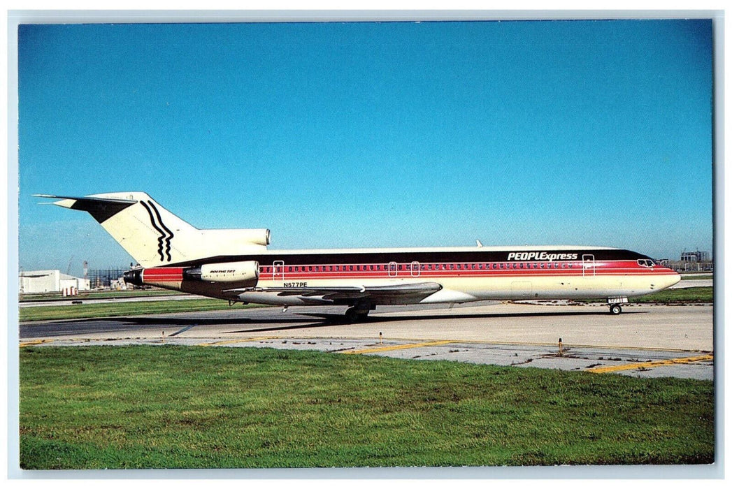 1985 Peoplexpress Airlines Boeing 727-243 Airplane Chicago IL Postcard