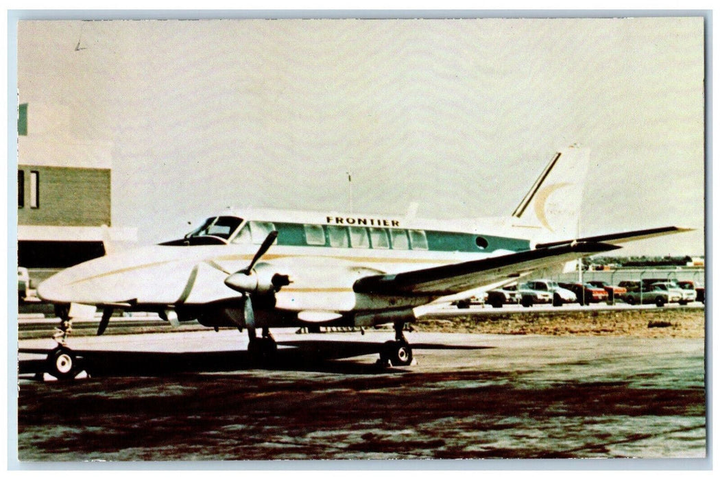 c1970's Frontier Airlines Beech 99A Airplane Vintage Unposted Postcard