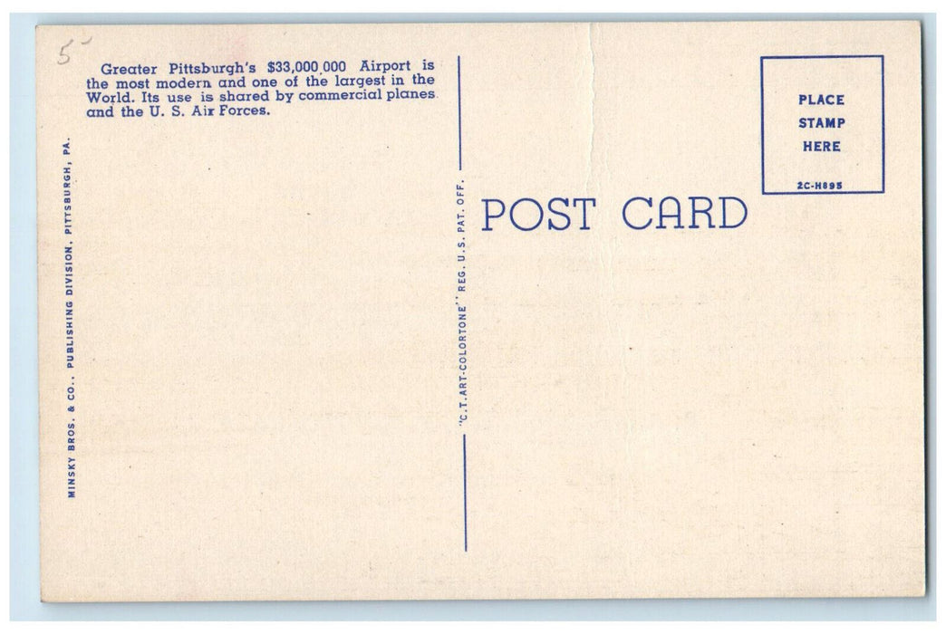 c1940's Airplanes, Greater Pittsburgh Airport Pittsburg Pennsylvania PA Postcard