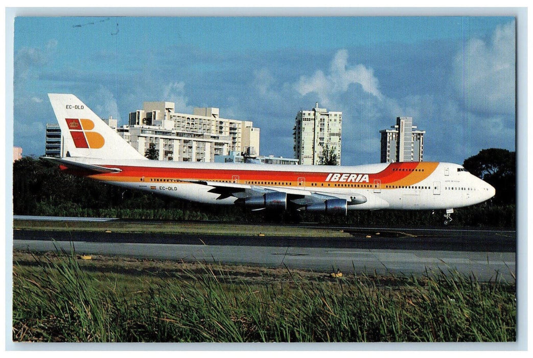 1989 Iberia Lineas Aereas De Espana Boeing 747-256B Airplane Postcard