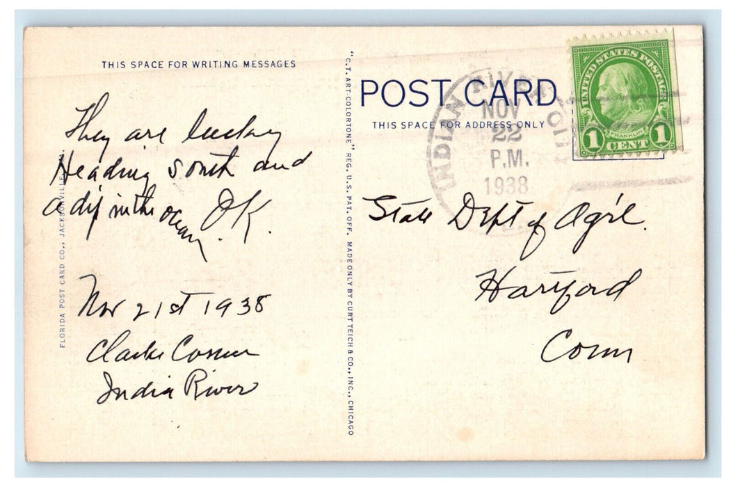 1938 Even The "Poor Fish" Are Lucky In Florida FL Posted Antique Postcard