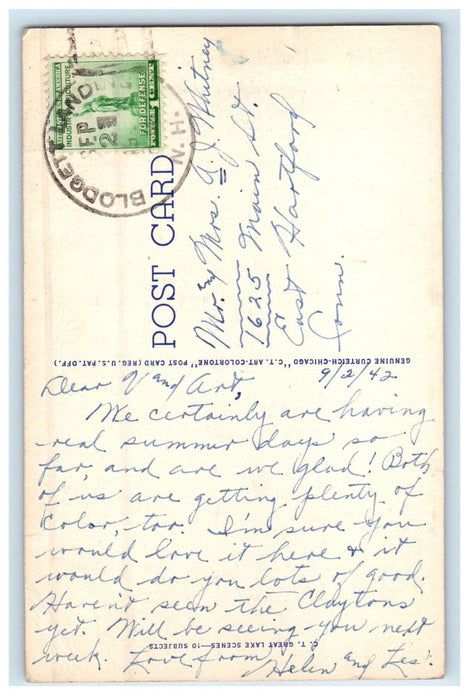 1942 Peaceful Scene, Greetings from Blodgett Landing Lake Sunapee NH Postcard