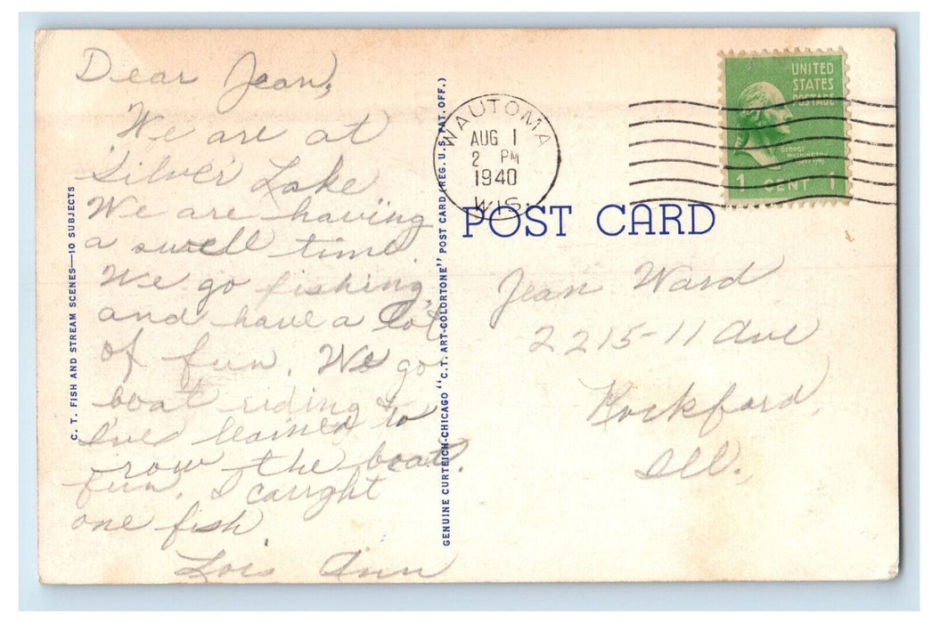 1940 Thin Trees View, Greetings from Wautoma Wisconsin WI Vintage Posted