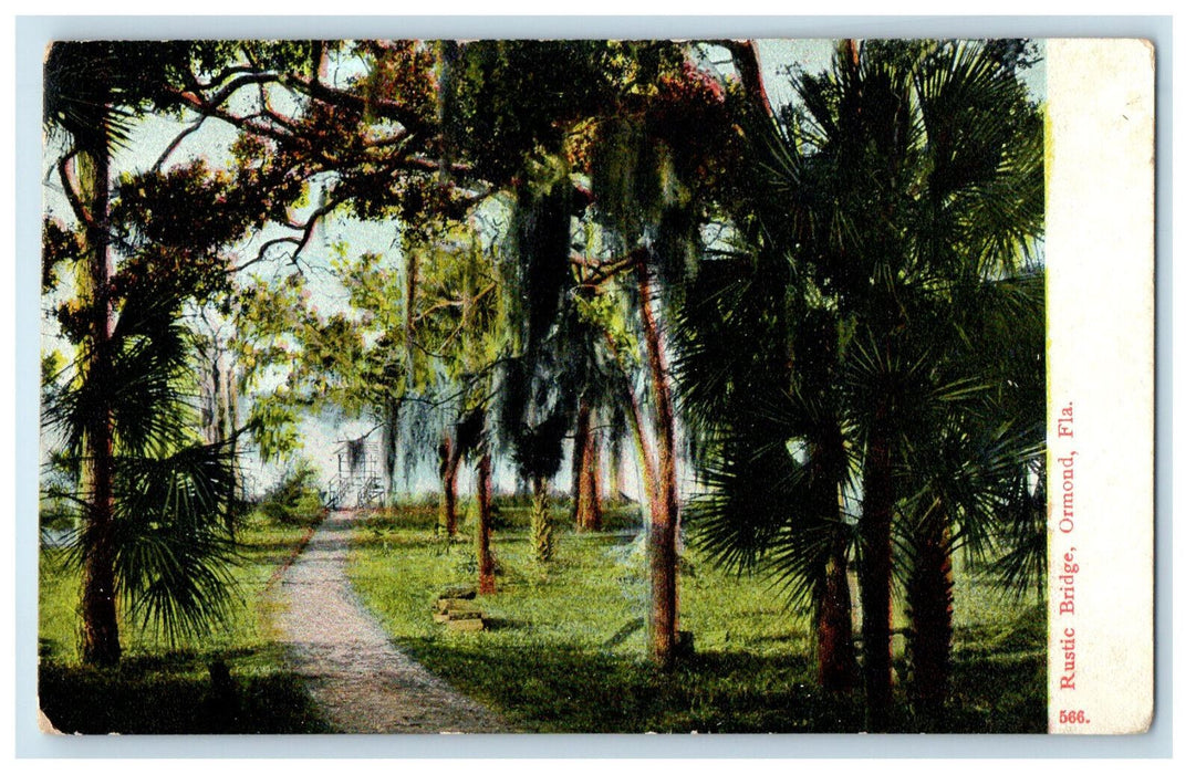 1913 Rustic Bridge Ormond Florida FL Winter Park FL Posted Antique Postcard