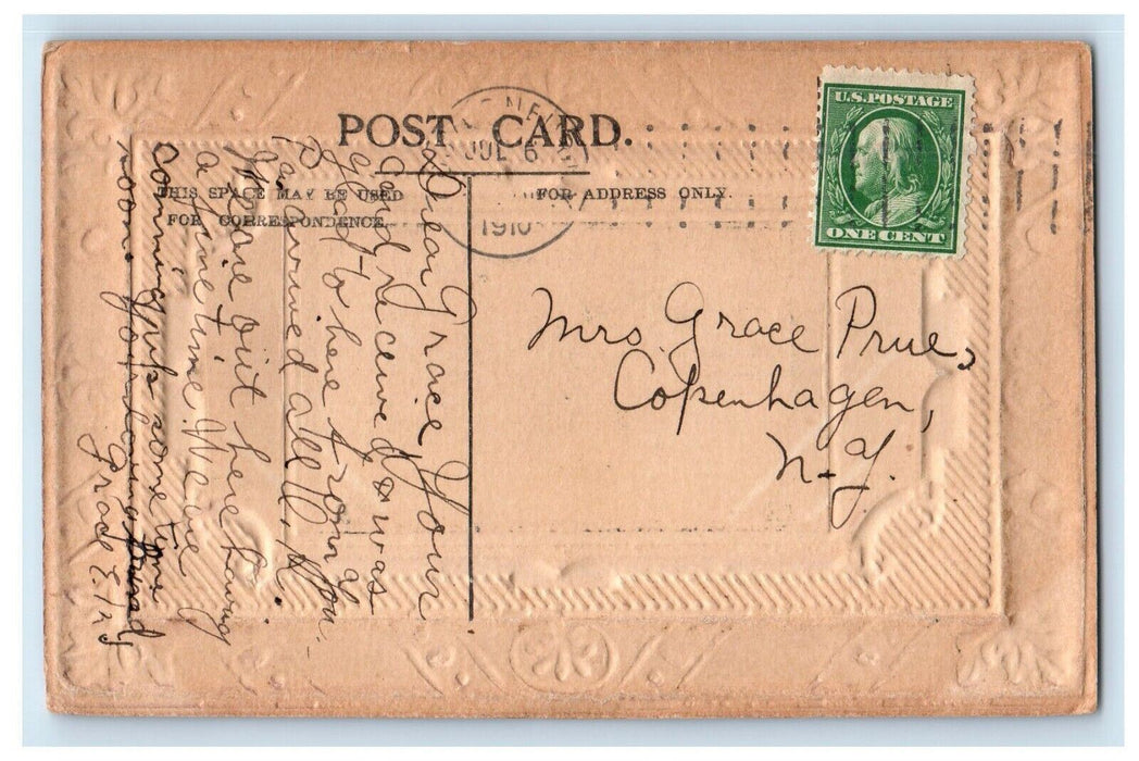 1910 Greetings From Gouverneur New York NY,  High School Building Postcard