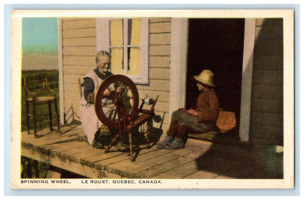 c1910's Spinning Wheel Le Route Quebec Canada Unposted Antique Postcard