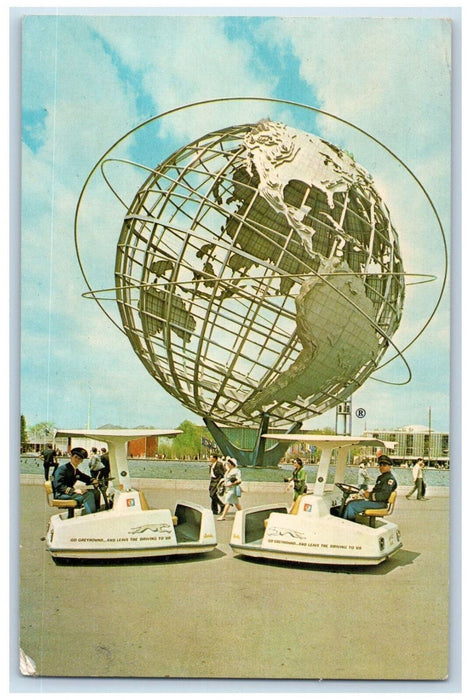 1964 Big Globe, Escorters Taxi Unisphere, New York World's Fair Postcard