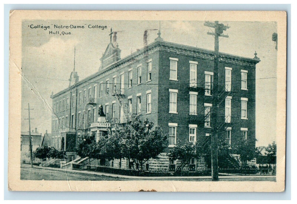 1927 College Notre Dame College Building Street View Hull Quebec Canada Postcard