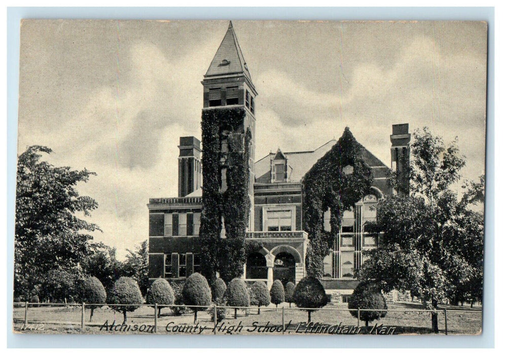 c1910's Atchison County High School Building Effingham Kansas KS Postcard