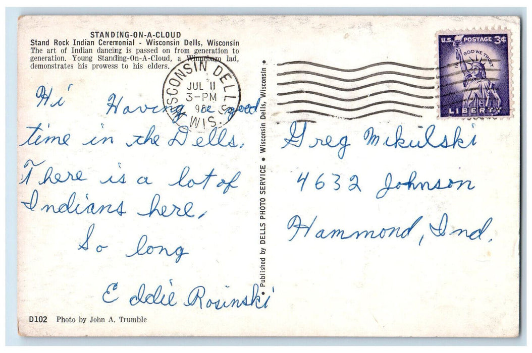 c1960's Standing-On-A-Cloud Stand Rock Indian Ceremonial Wisconsin WI Postcard