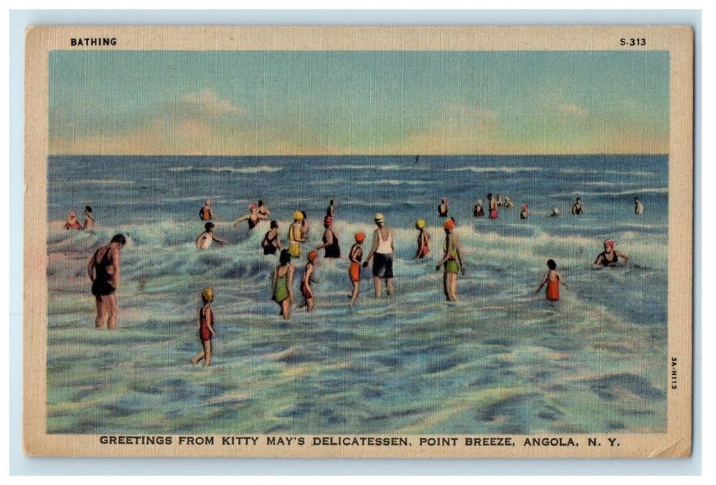 1951 Greetings From Kitty May's Delicatessen Point Breeze Angola NY Postcard