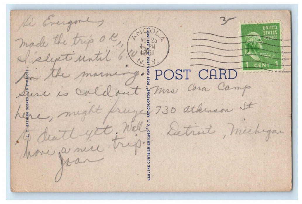 1951 Greetings From Kitty May's Delicatessen Point Breeze Angola NY Postcard