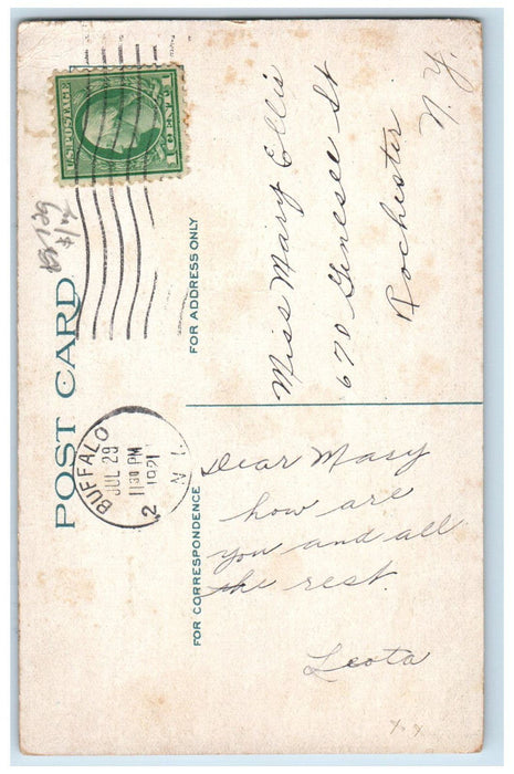 1921 Man Walking, River, Boat House, Cazenovia Park Buffalo New York NY Postcard