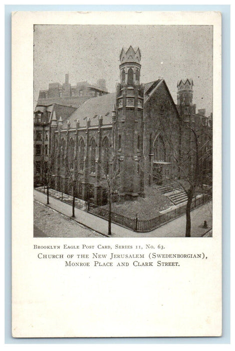 c1905 Church Of The New Jerusalem Swedenborgian Monroe Place Clark St. Postcard