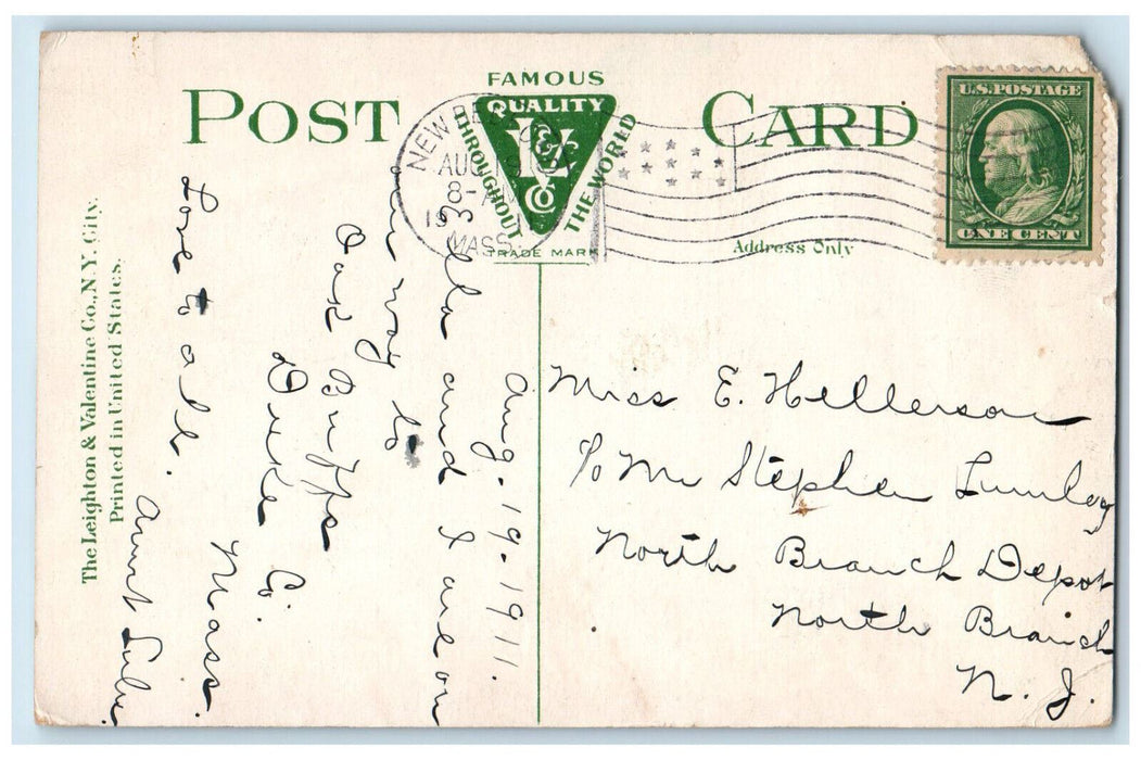 1911 The Bridge from Canal Buttonwood Park New Bedford Massachusetts MA Postcard