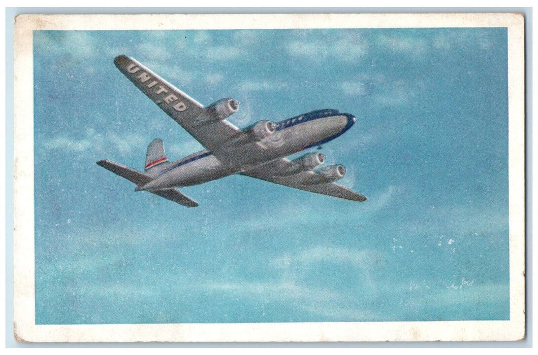 c1950s United's Big DC-6 Mainliner 300 Airplane Queen of Skyways Postcard