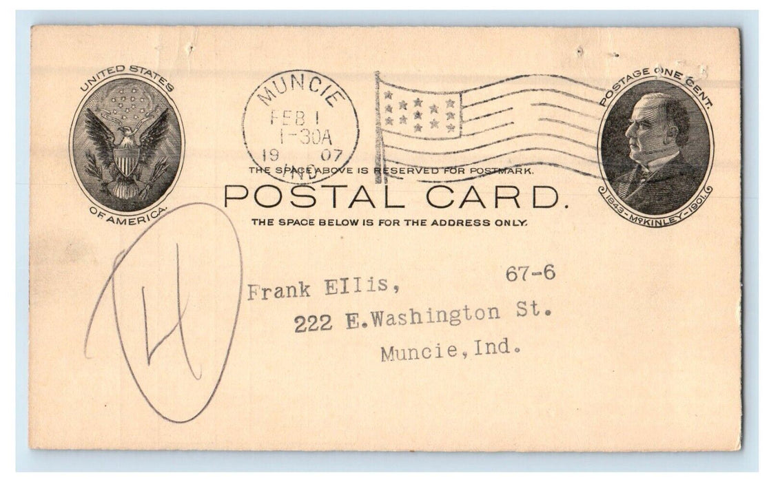 1907 Muncie Electric Light Company Advertising Muncie Indiana IN Posted Postcard