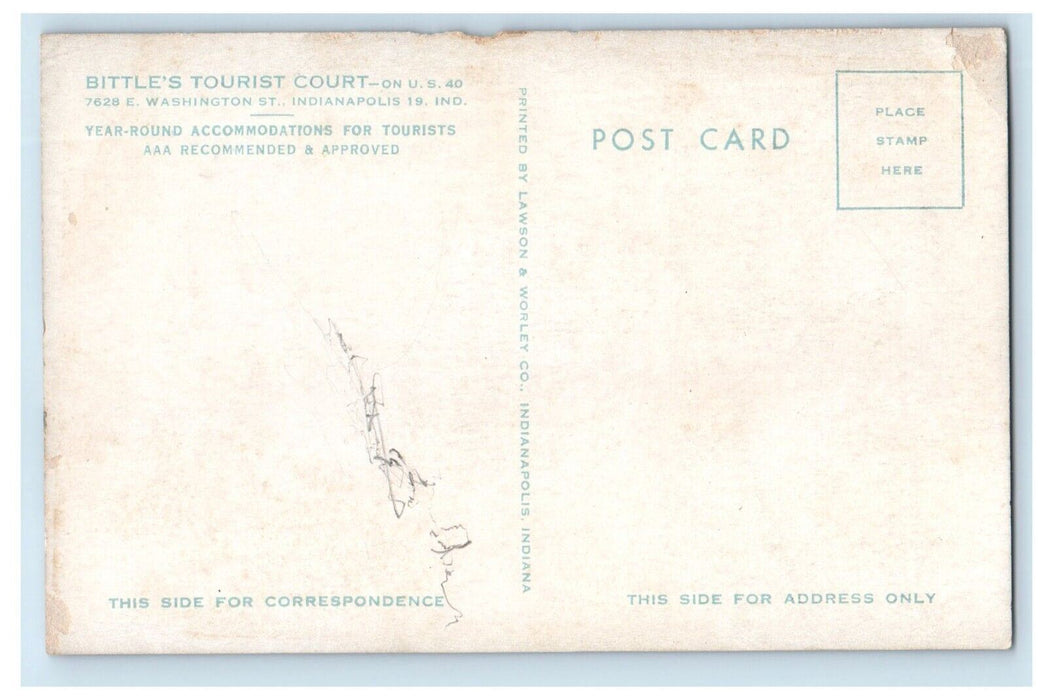 Aerial View Of Bittle's Court Indianapolis Indiana IN Unposted Vintage Postcard