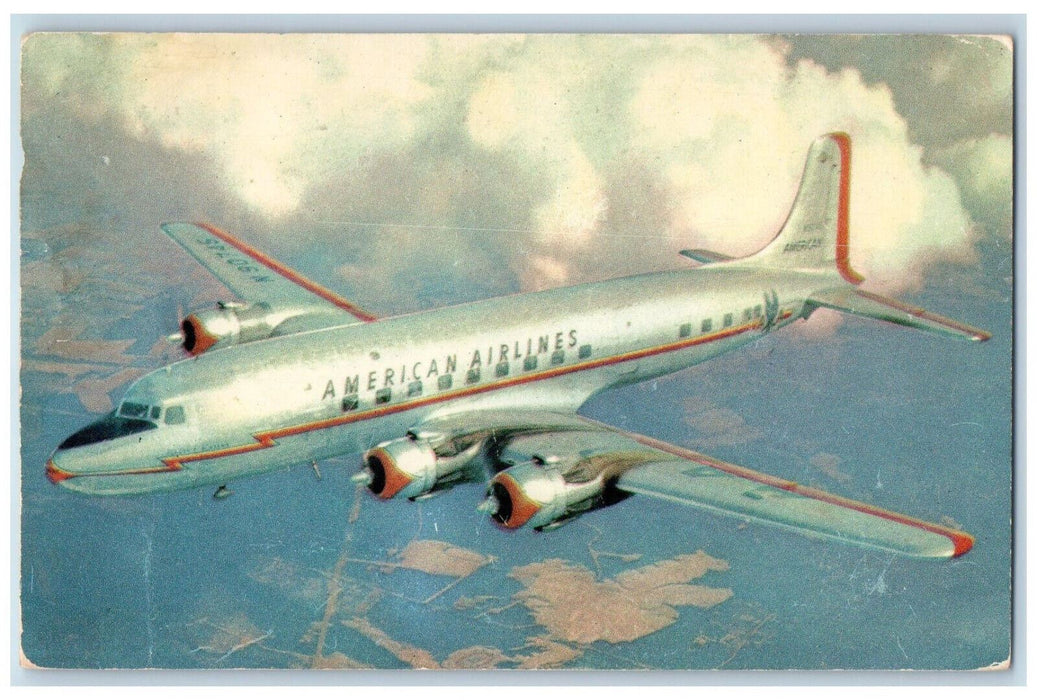 1953 N90745 DC-6 Flagship Airplane Manchester Connecticut CT Posted Postcard