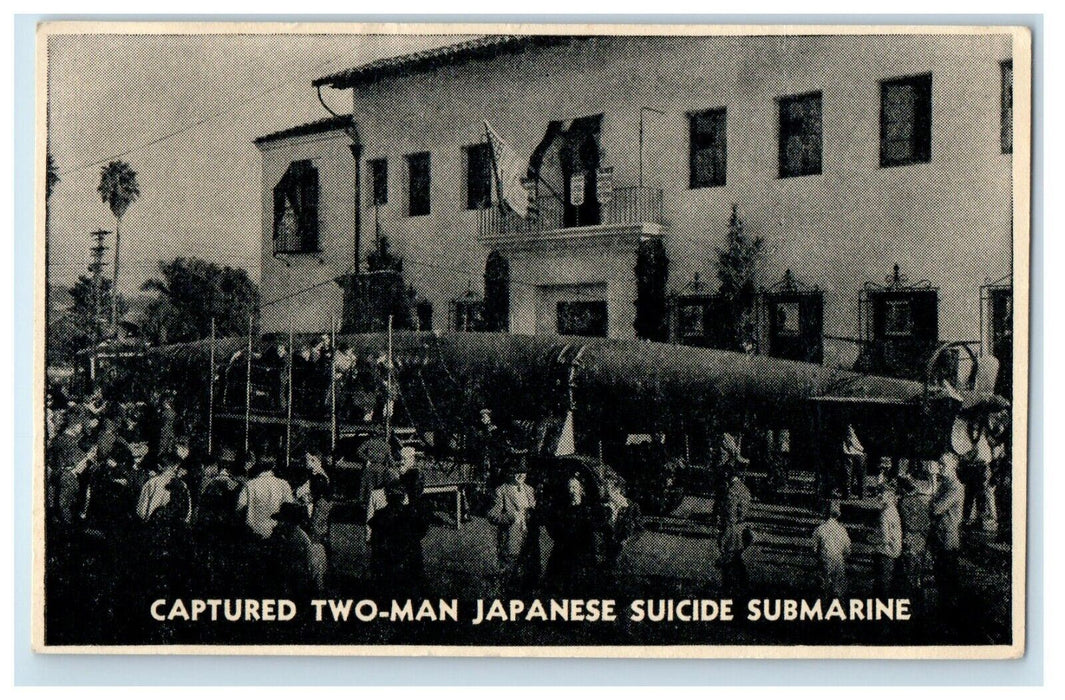 Captured Two Man Japanese Suicide Submarine Oahu Island Hawaii HI Postcard