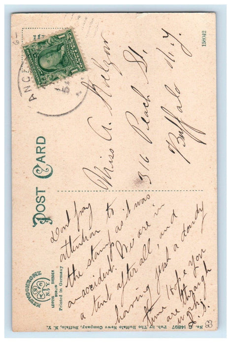 c1910's Front View Hotel Pine Lodge Angola New York NY, Boy Girl Scene Postcard