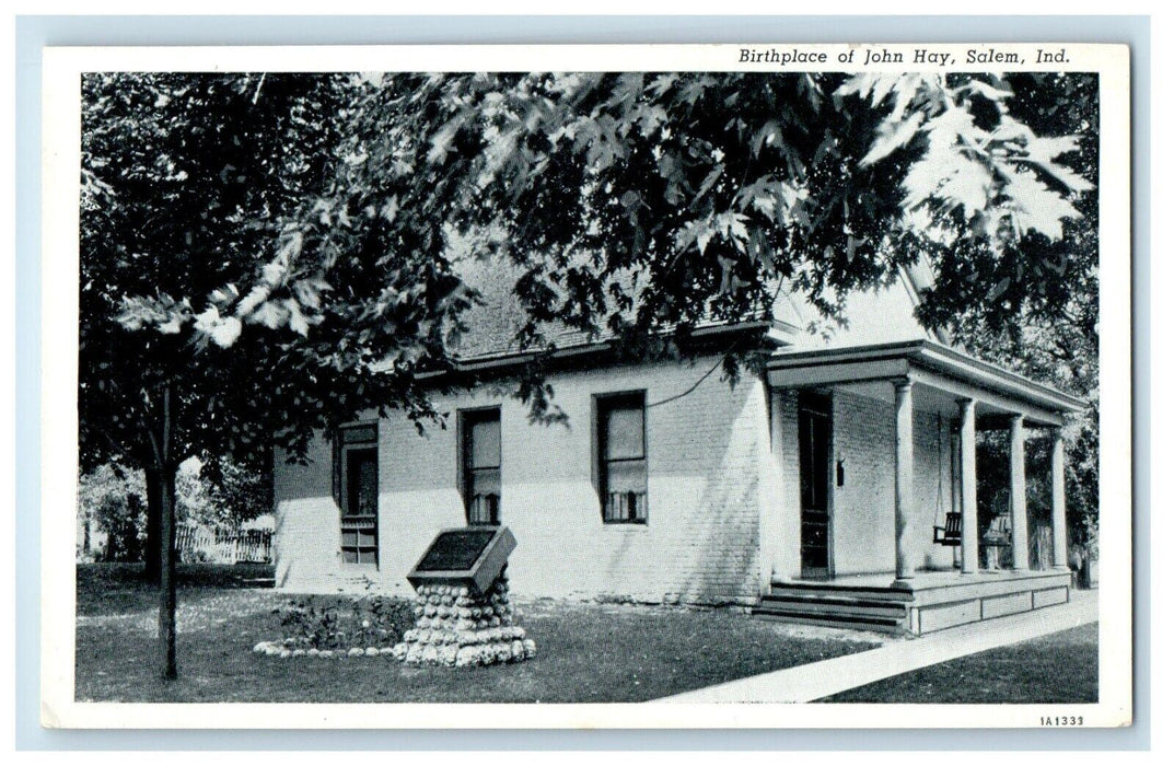 c1930's Birthplace Of John Hay Salem Indiana IN Unposted Vintage Postcard