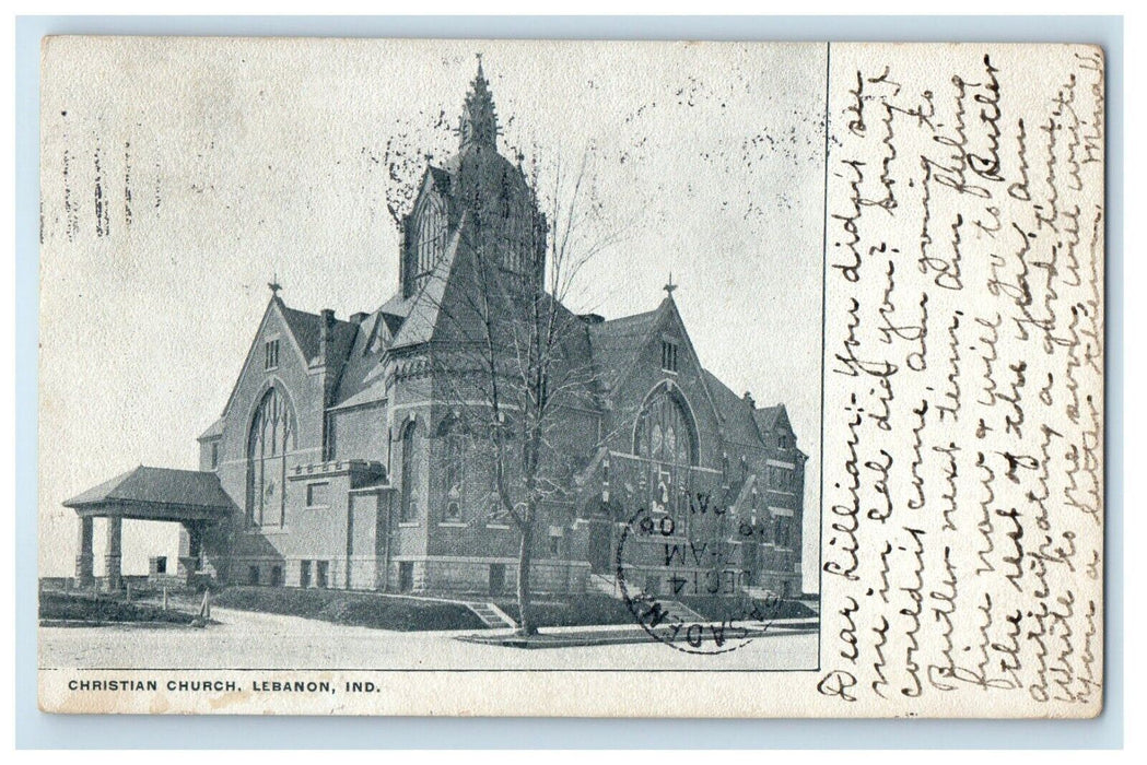 1906 Christian Church Street View Lebanon Indiana IN Posted Antique Postcard