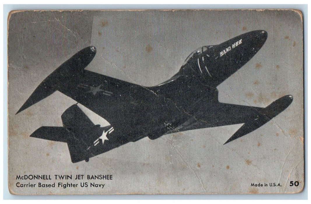 c1960s McDonnell Twin Jet Banshee Airplane, Carrier Fighter US Navy Postcard