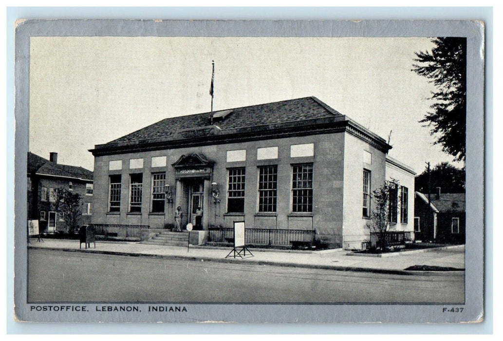 1942 Post Office Building Street View Lebanon Indiana IN Posted Antique Postcard