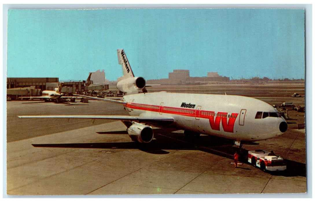 c1950s Western Airlines DC10 Airplane Minn St Paul Intl Airport Postcard