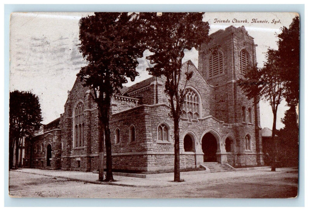 1909 Friends Church Street View Muncie Indiana IN Posted Antique Postcard
